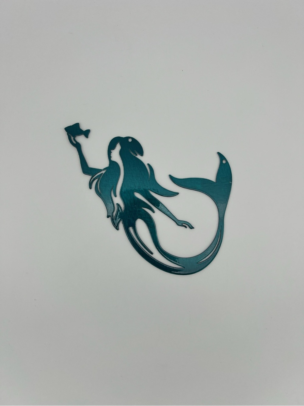 Laser Cut Metal Wall Art Decorative Sign by Redline Steel. Teal Mermaid